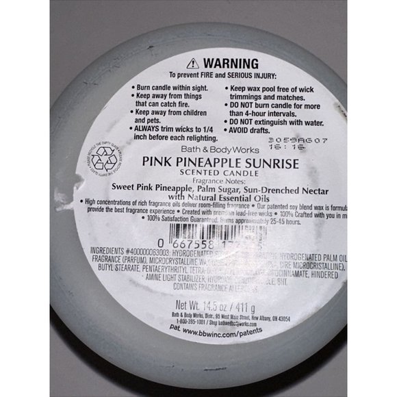 PINK PINEAPPLE SUNRISE Large 3 Wick Candle 14.5 oz Bath & Body Works 2023 Lot 2 - Picture 14 of 16